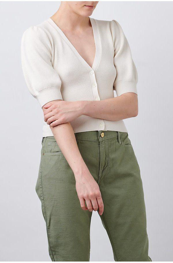 FRAME Silk Jocelyn Cardigan in White | Lyst