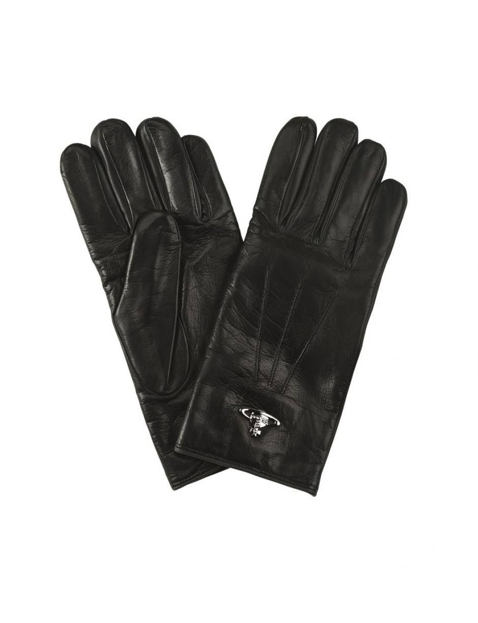 Vivienne Westwood Women's Silver Orb Leather Gloves in Black - Lyst