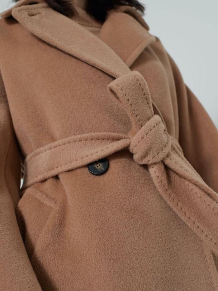Marella Giorgio Camel Pure Wool Double-breasted Coat | Lyst