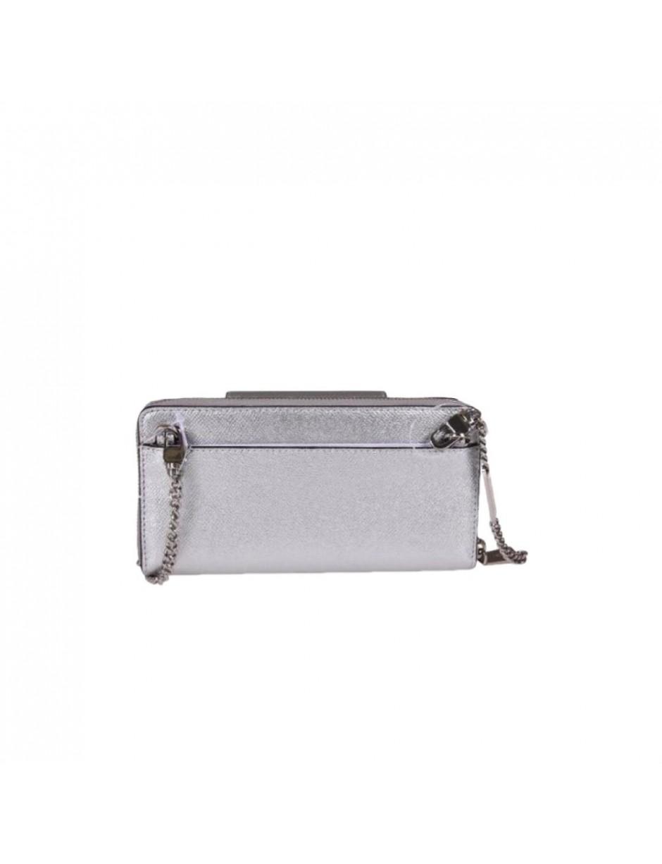 Michael Kors Phone Crossbody Bag Silver Glitter