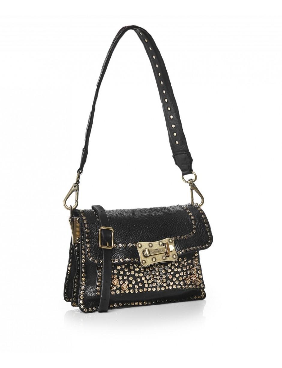 black leather studded crossbody bag