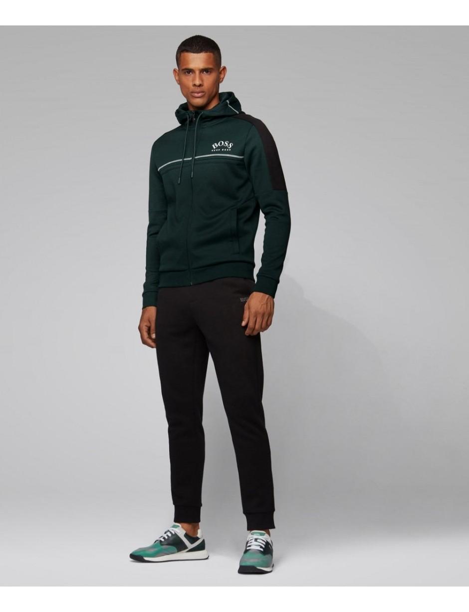 BOSS by HUGO BOSS Cotton Regular-fit Sweatshirt With Curved Logo And  Adjustable Hood in Green for Men | Lyst Australia