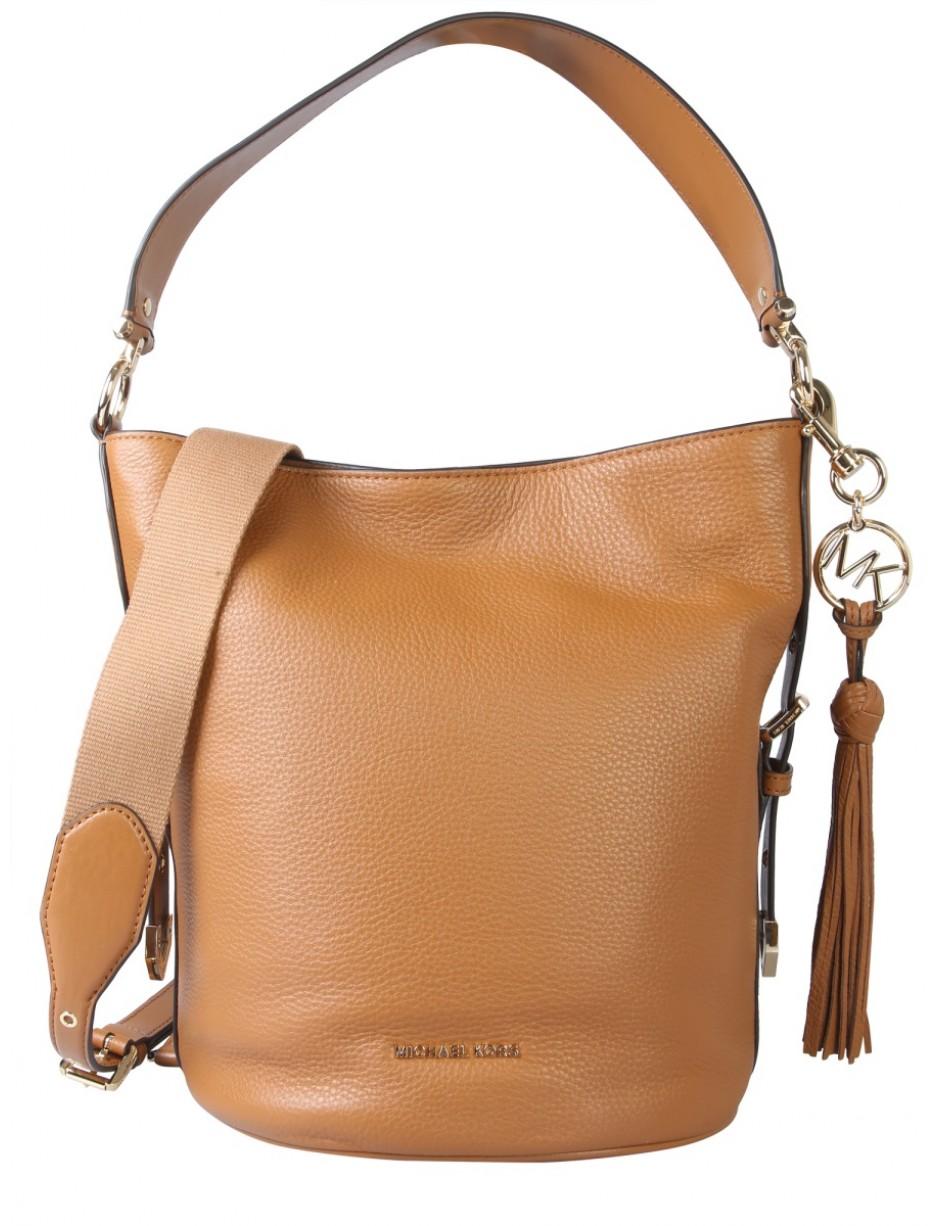 MICHAEL Michael Kors Leather Brooke Bucket Bag in White Lyst