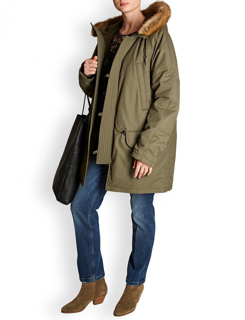 green ladies parka coat