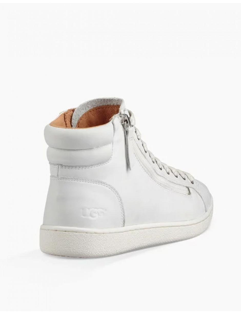 UGG Olive Hi Top Leather Trainers in White | Lyst
