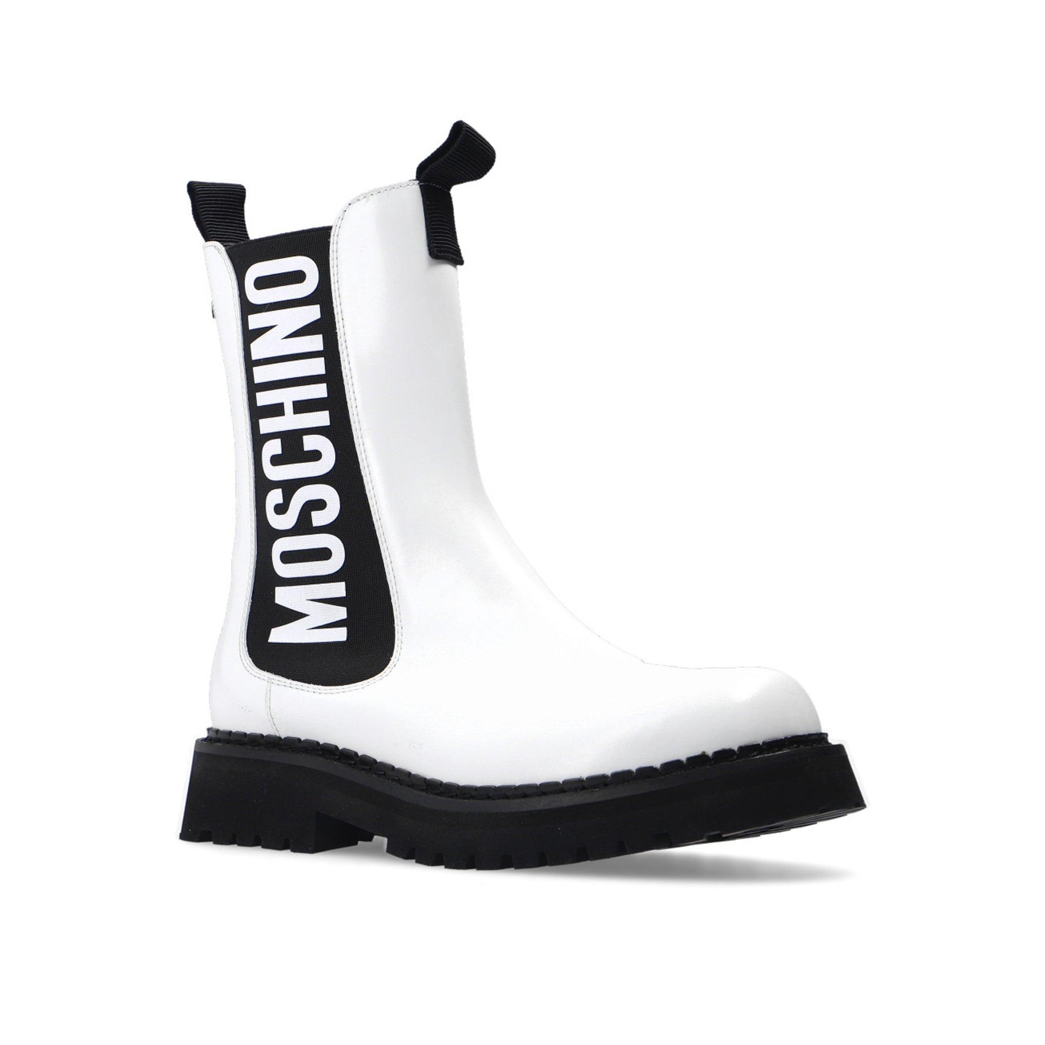 Moschino Couture Leather Chelsea Boots in White,Black (Black) | Lyst