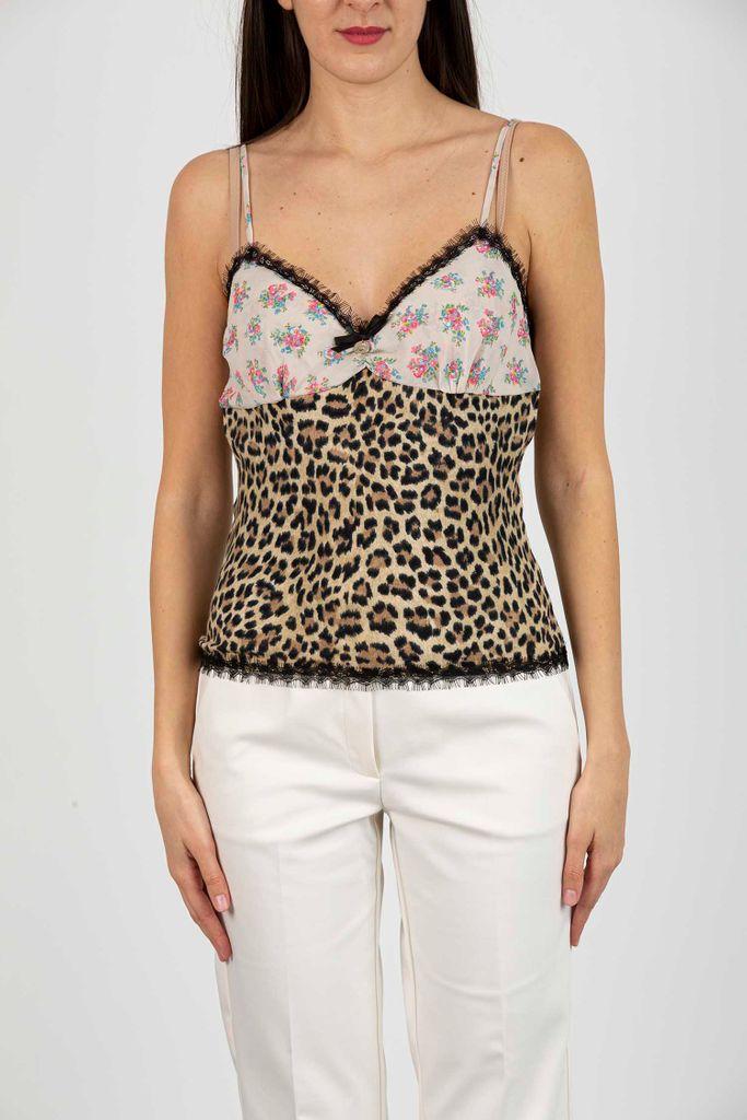 Blugirl Blumarine Top In Maglia Animalier E Georgette | Lyst Australia