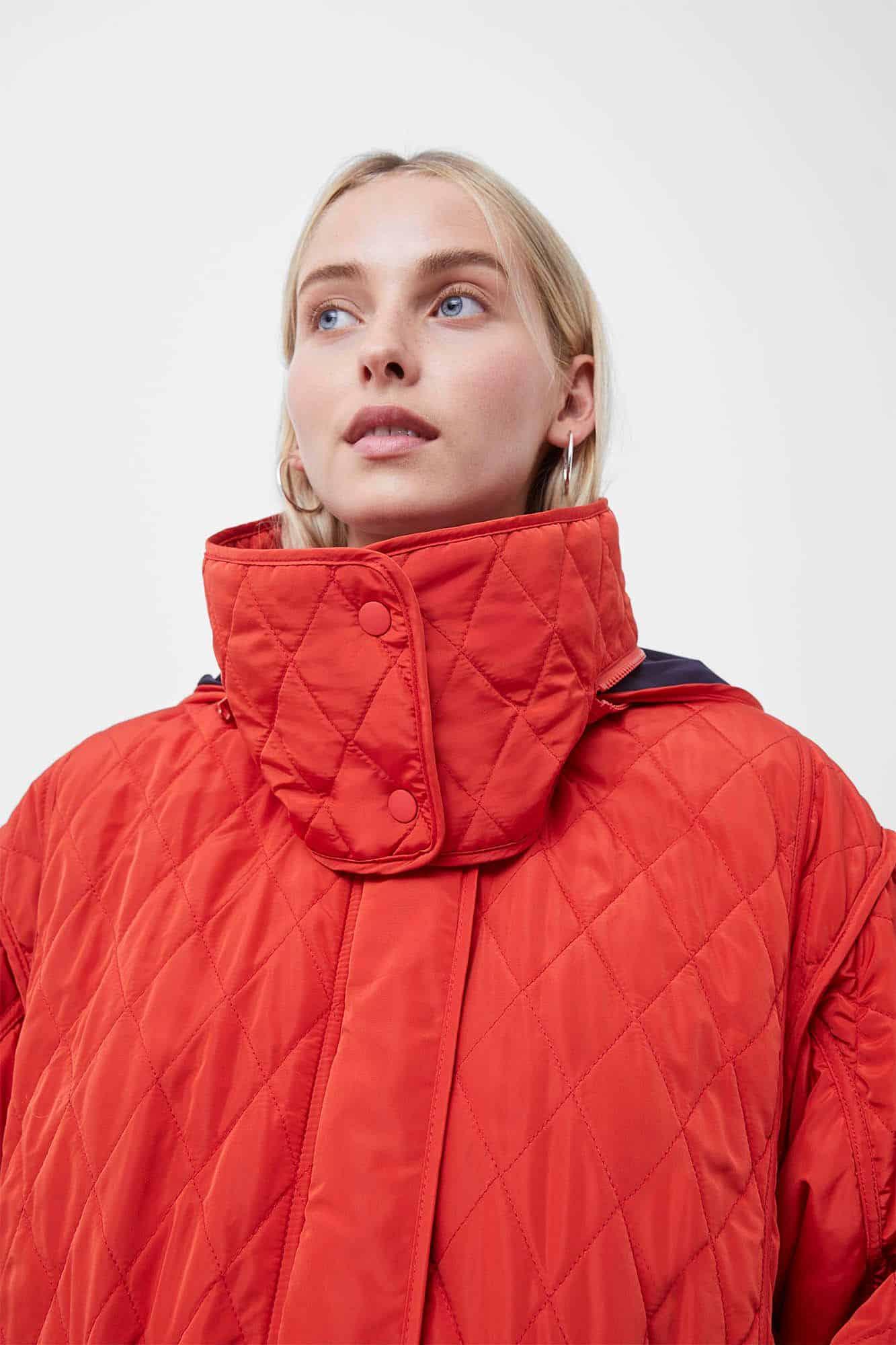 french connection aris quilted coat red