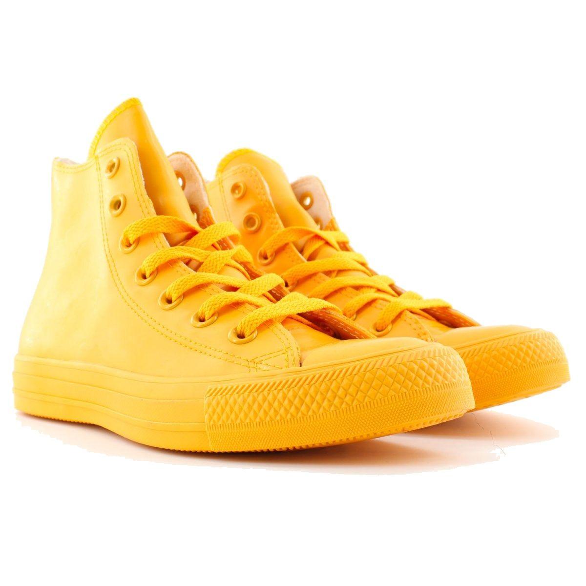 yellow rubber converse high tops