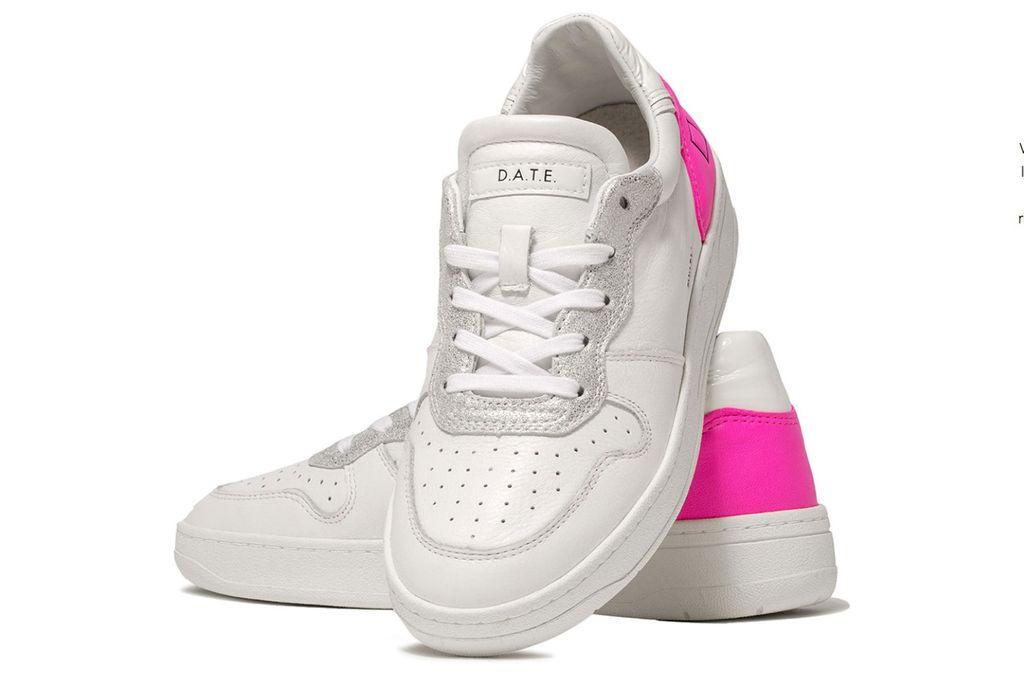 Date Leather Court Fluo Fuxia in White - Lyst