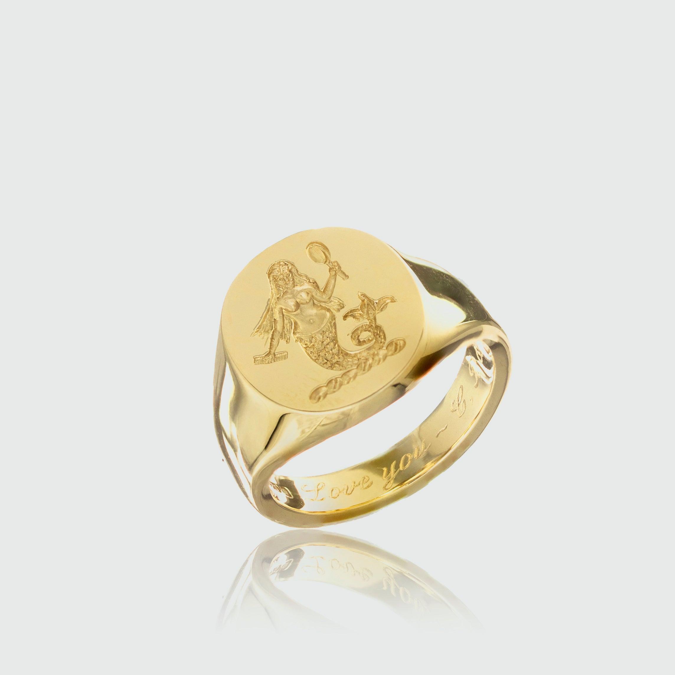 Auree Sydney Solid Gold Ladies Engraved Signet Ring in Metallic | Lyst