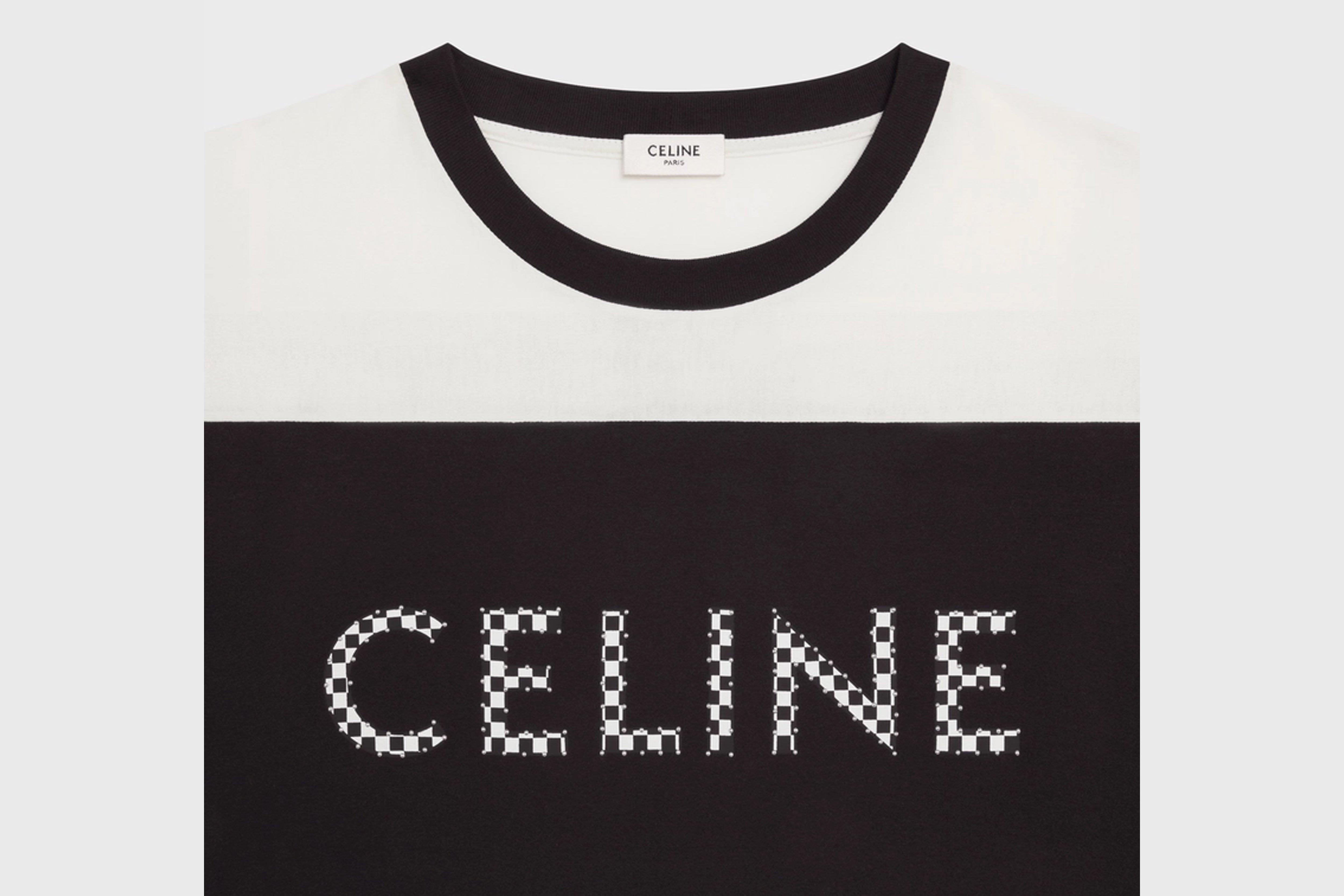 Celine Loose T-shirt In Cotton Jersey With Studs Black White for 