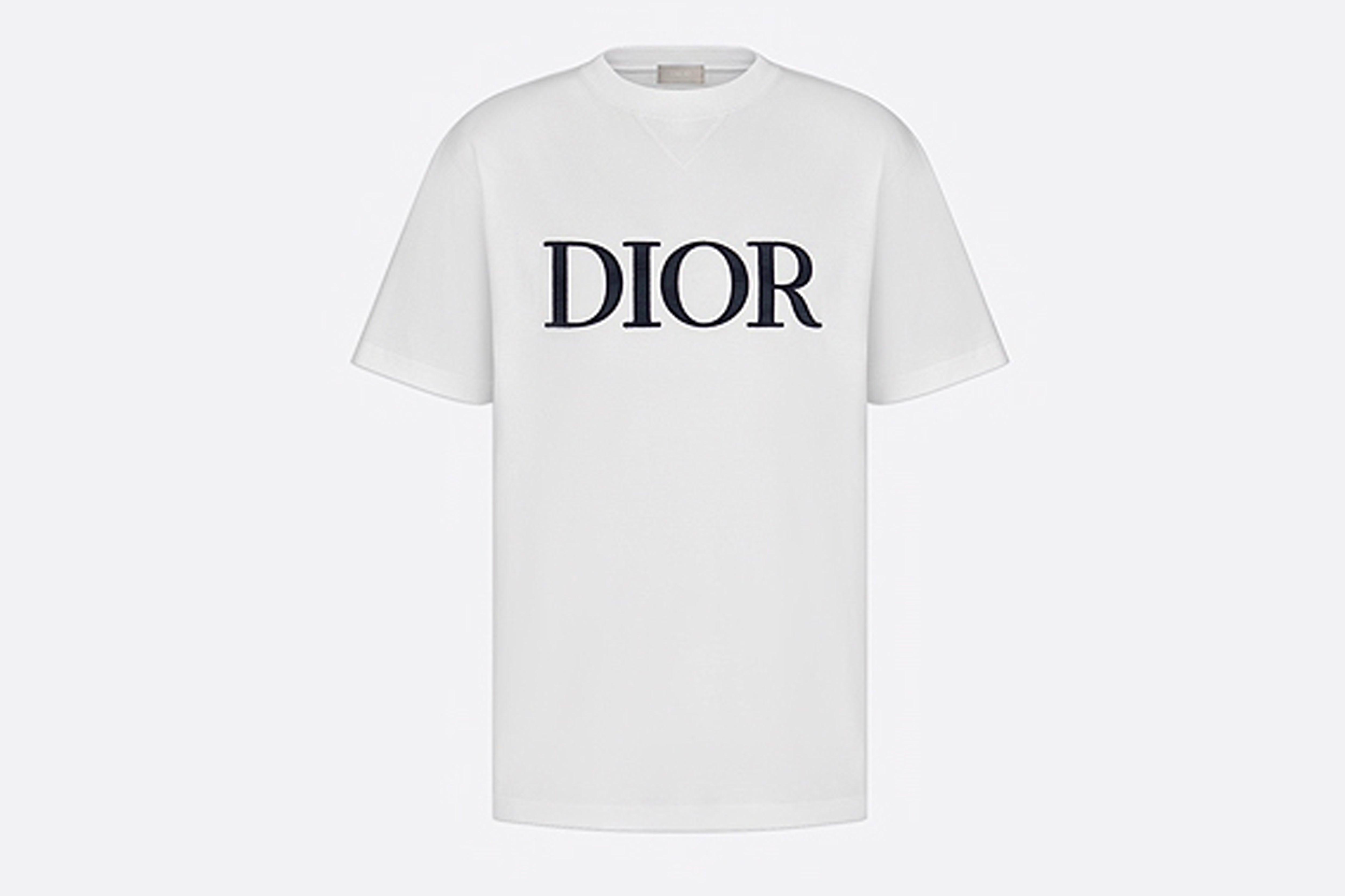 Dior Christian Oversized Embroidered Logo T-shirt White in Black