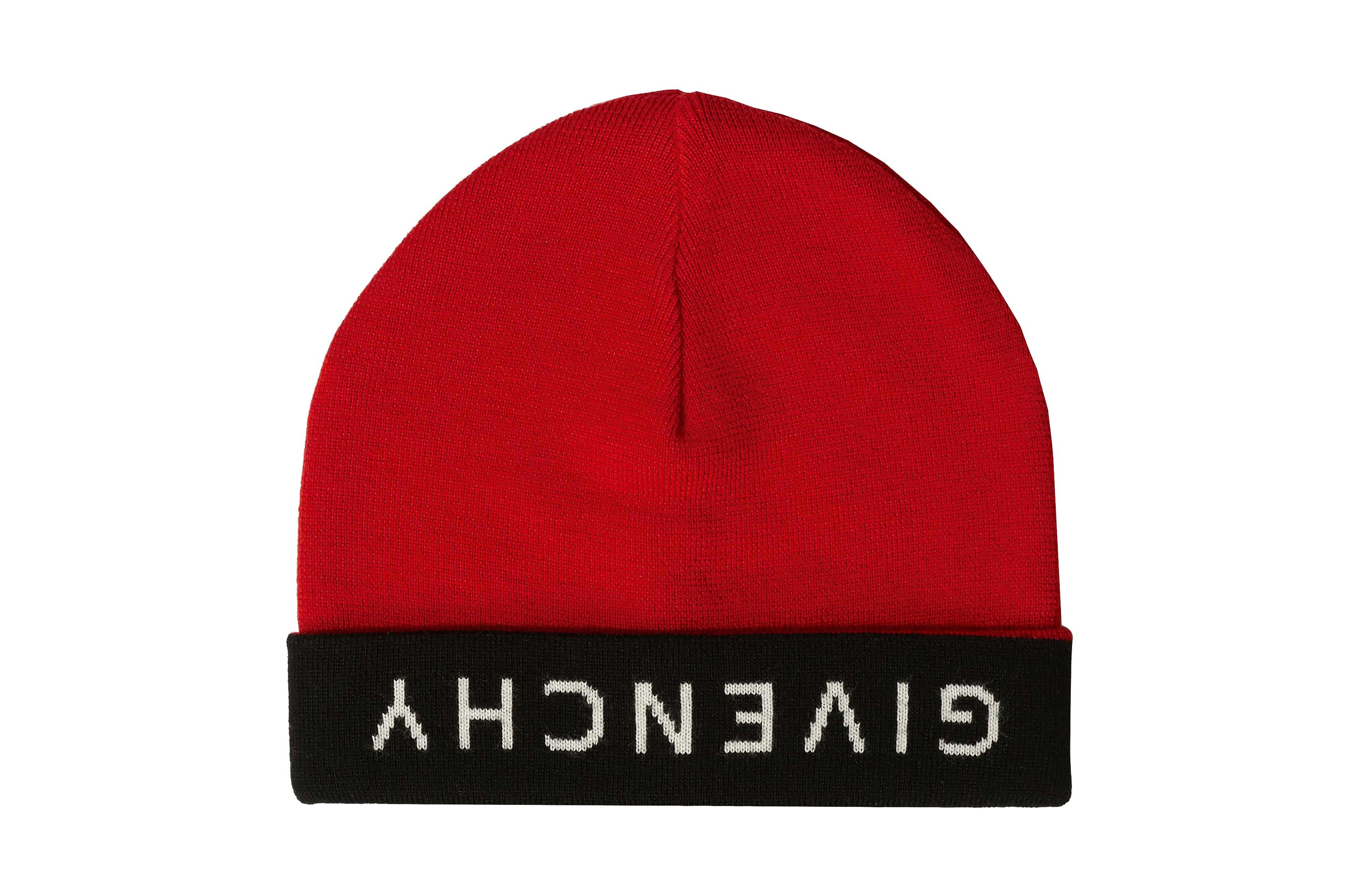 Logo Reversible Beanie Hat Red 
