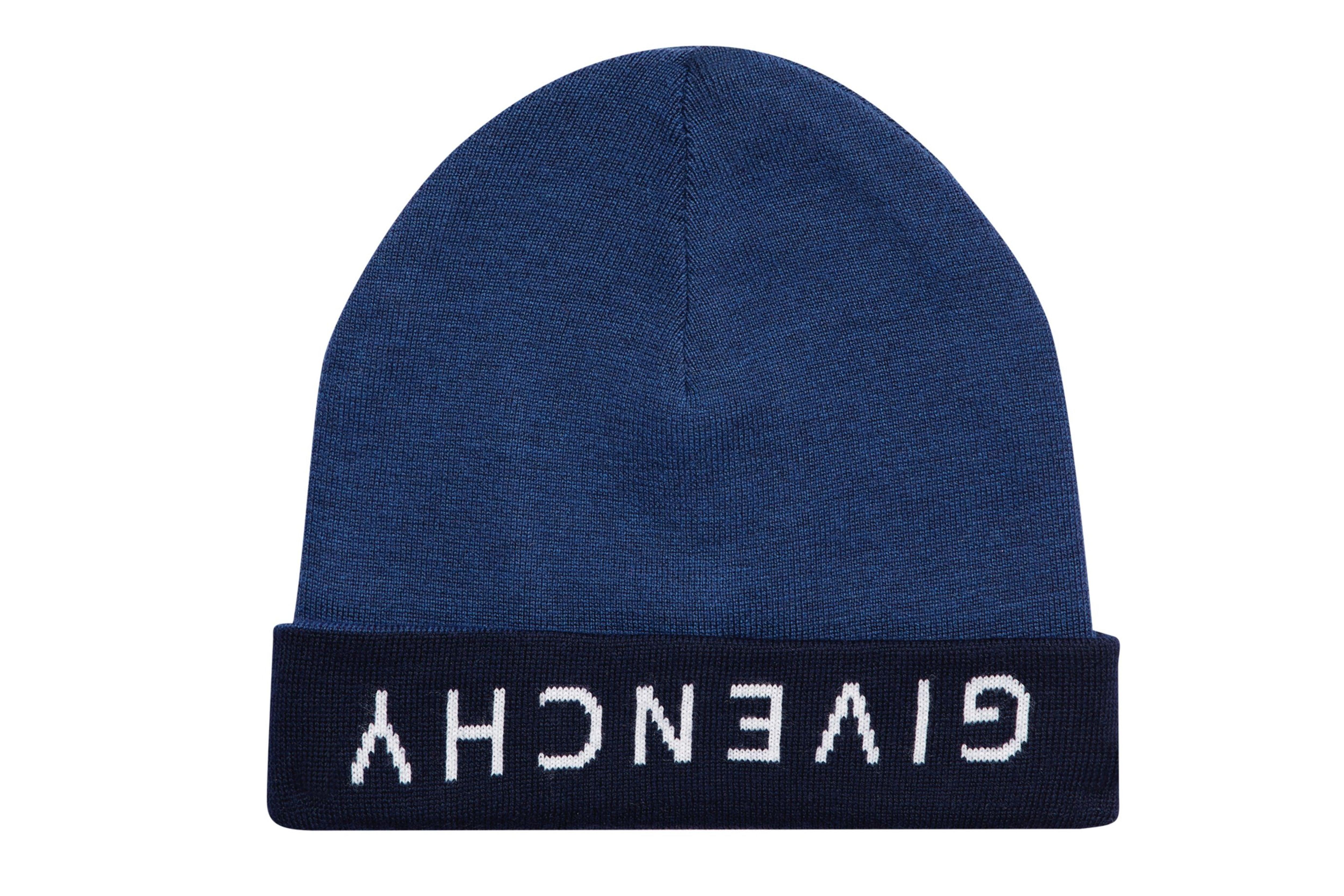 Logo Reversible Beanie Hat Blue 