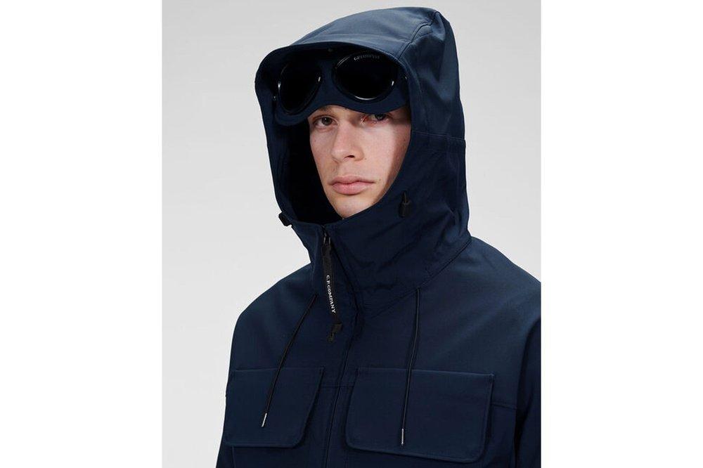 C.P Company Navy Shell-r goggle Coat in Black for Men Mens Coats C.P Company Synthetic C.p Company Coats 
