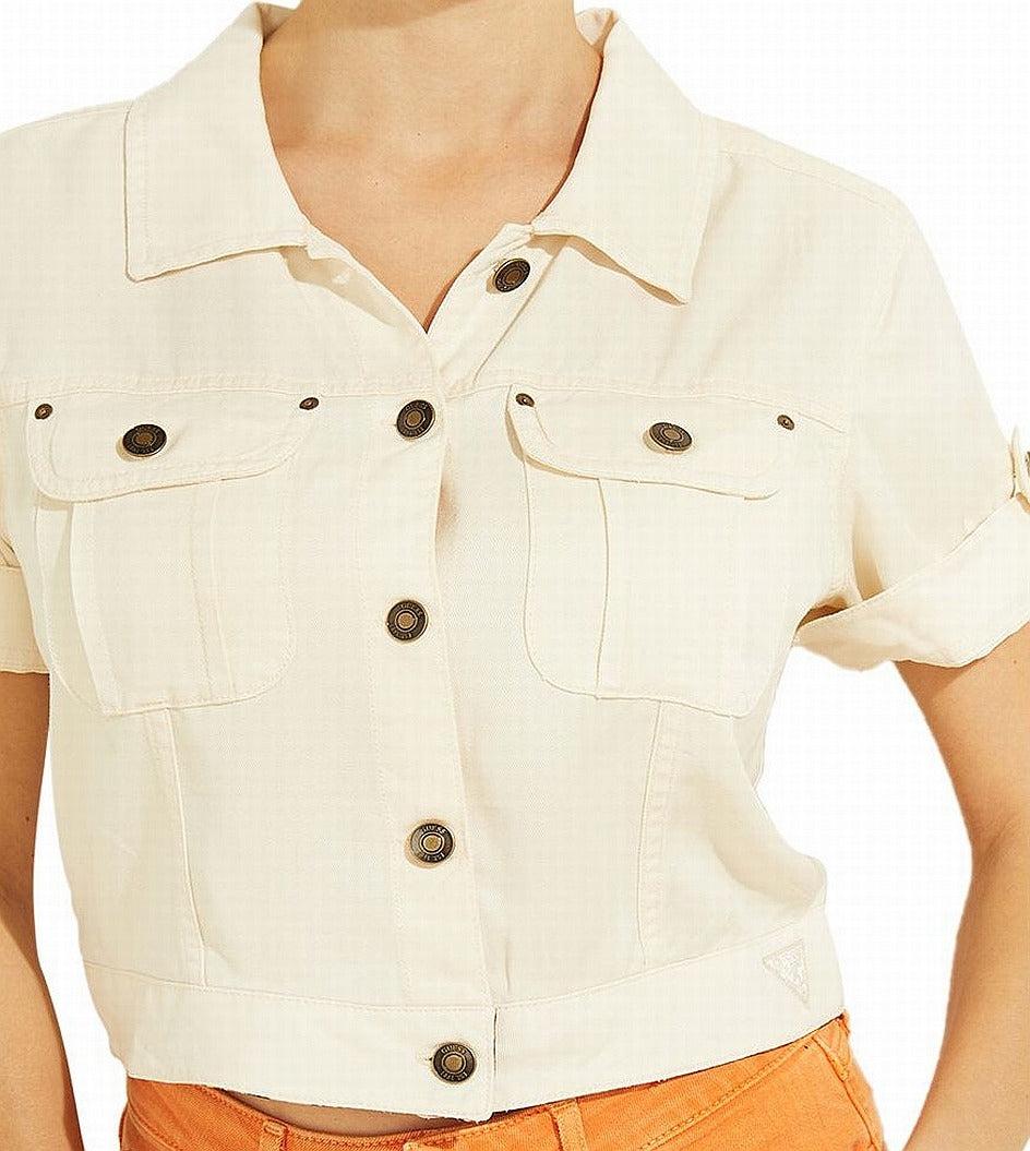 Guess Jean Jacket Cream Xl Denim Short 