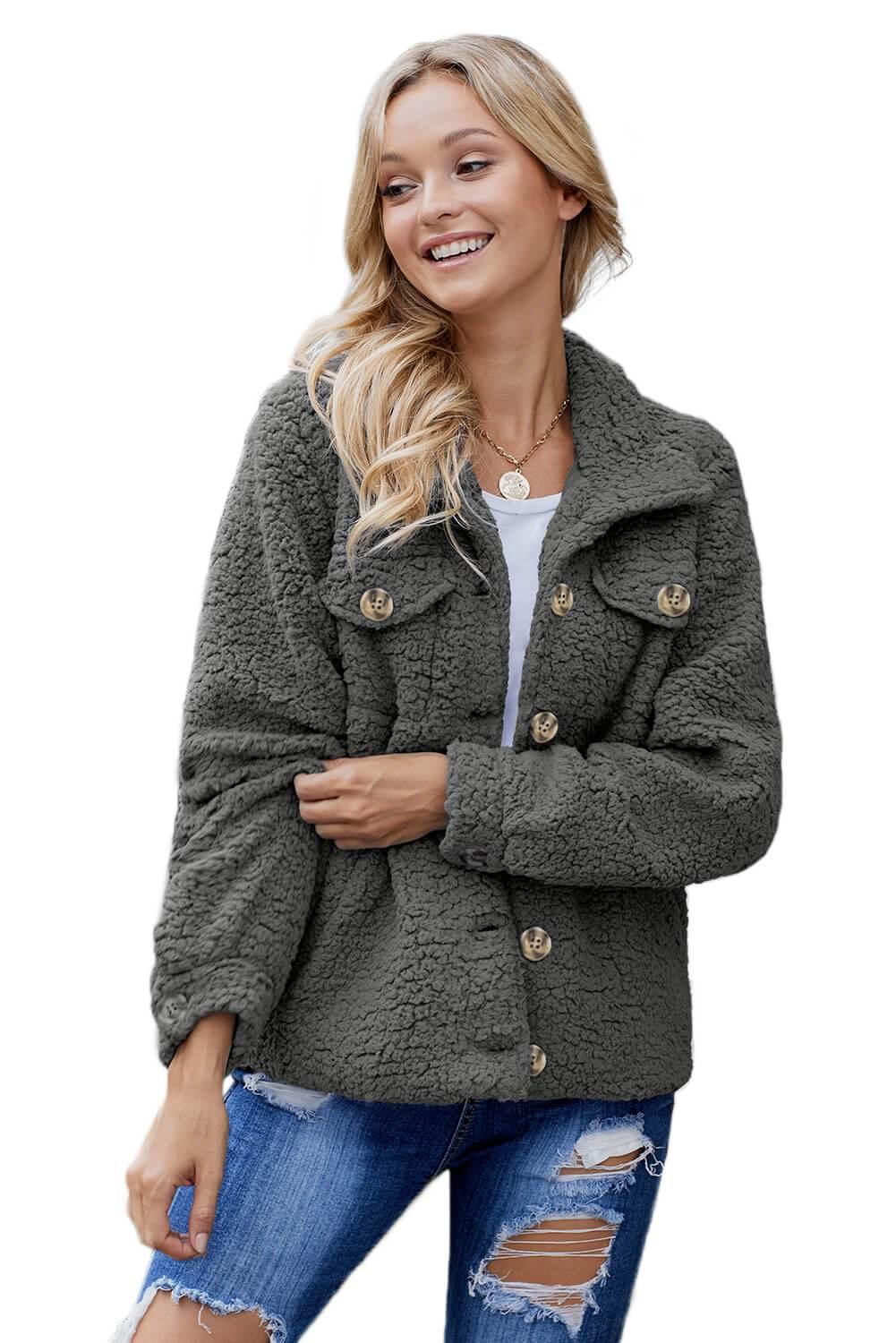 Azura Exchange Sherpa Button Up Long 