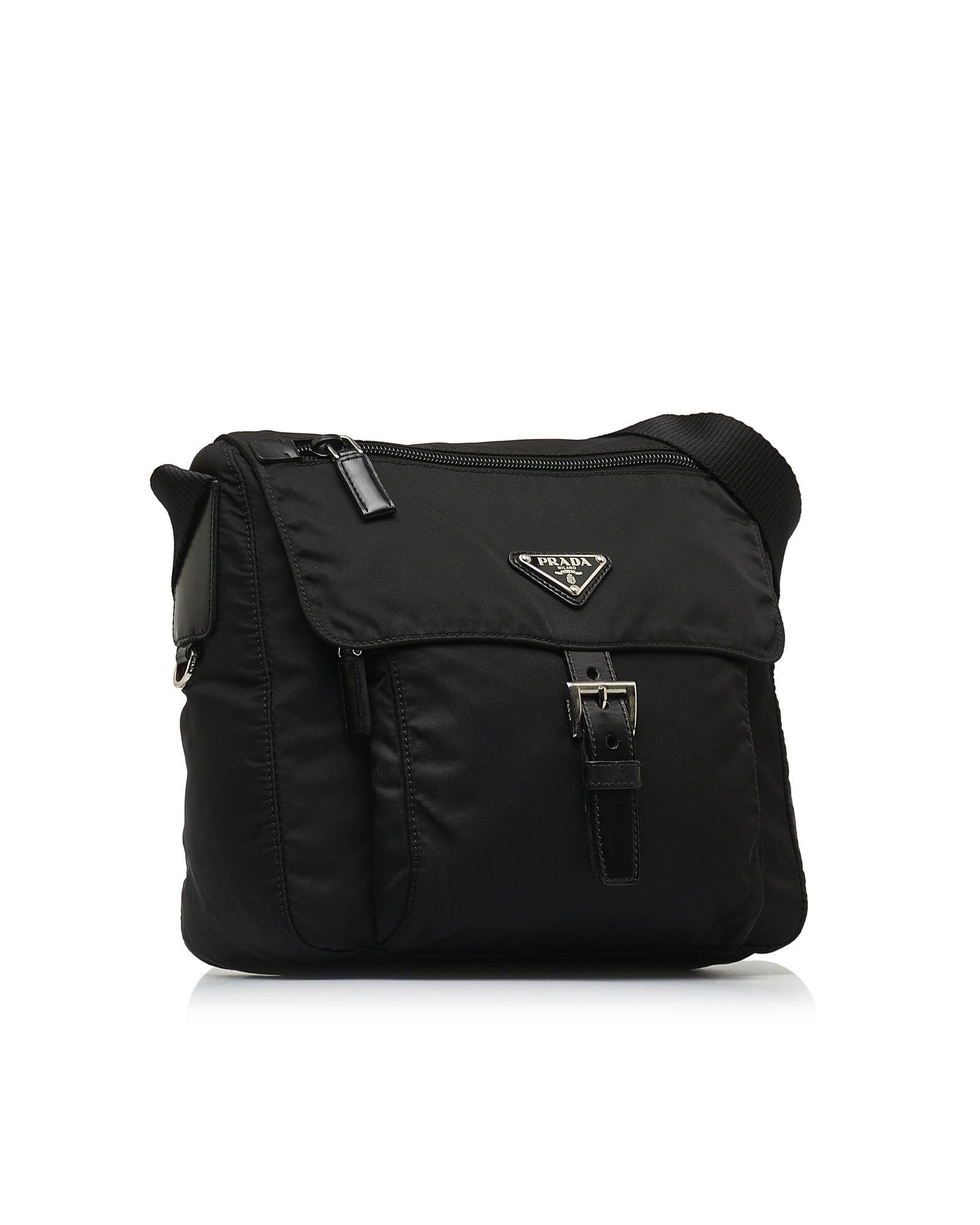 Prada Nylon Crossbody Bag With Buckle Closure in Black | Lyst