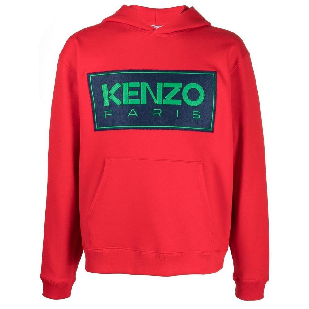 KENZO Logo-print Cotton Hoodie in Red for Men | Lyst