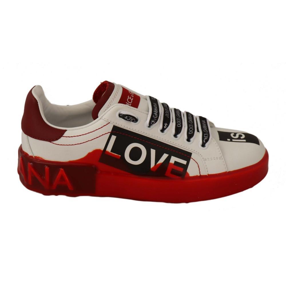 Gering Viva Trunk bibliotheek Dolce & Gabbana Dolce Gabbana Red Portofino Love Print Leather Sneakers  Shoes in Black | Lyst