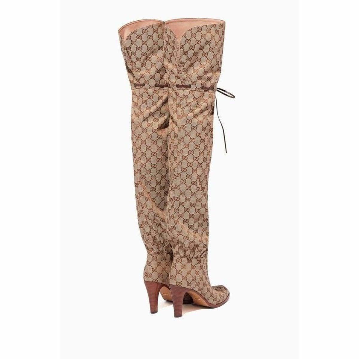 Gucci Ellis Gg-monogram Canvas Knee-high Boots in Natural