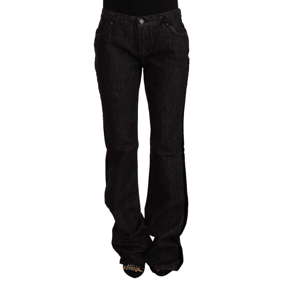 Gianfranco Ferré Mid Waist Cotton Denim Straight Boot Cut Jeans in Black |  Lyst