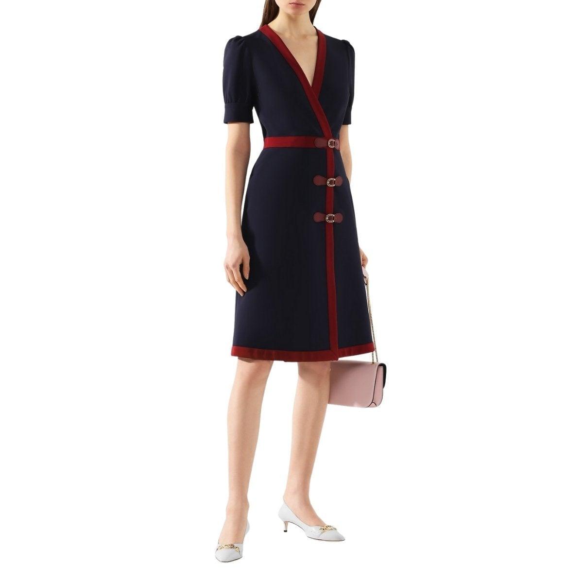 Gucci Fitted Navy Blue Dress | Lyst