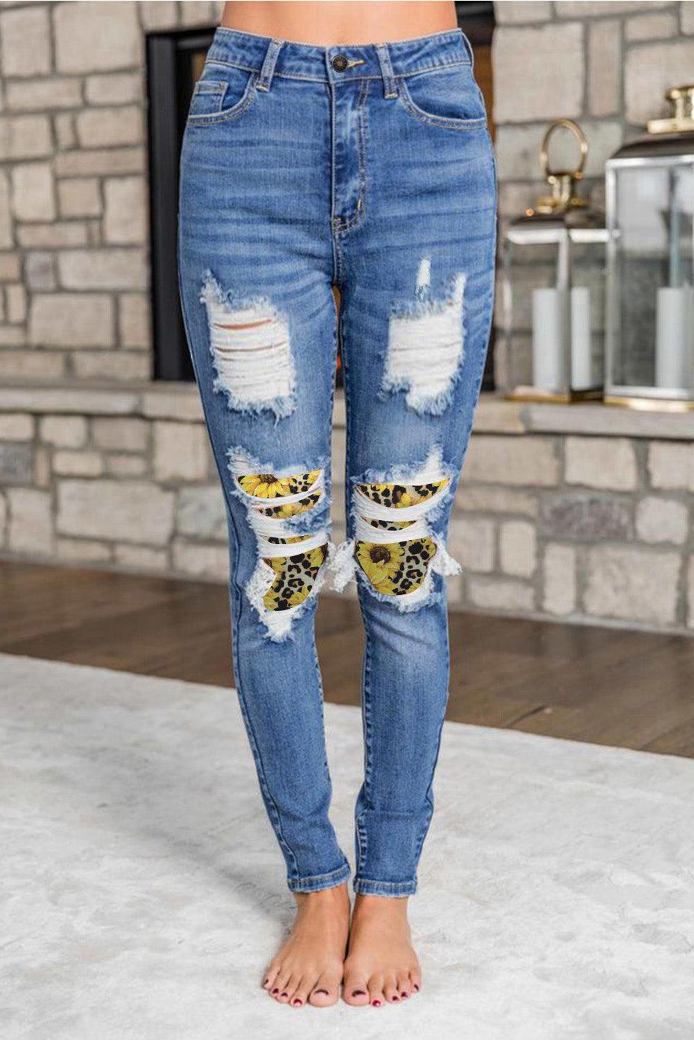 Azura Exchange Denim Sunflower Leopard 