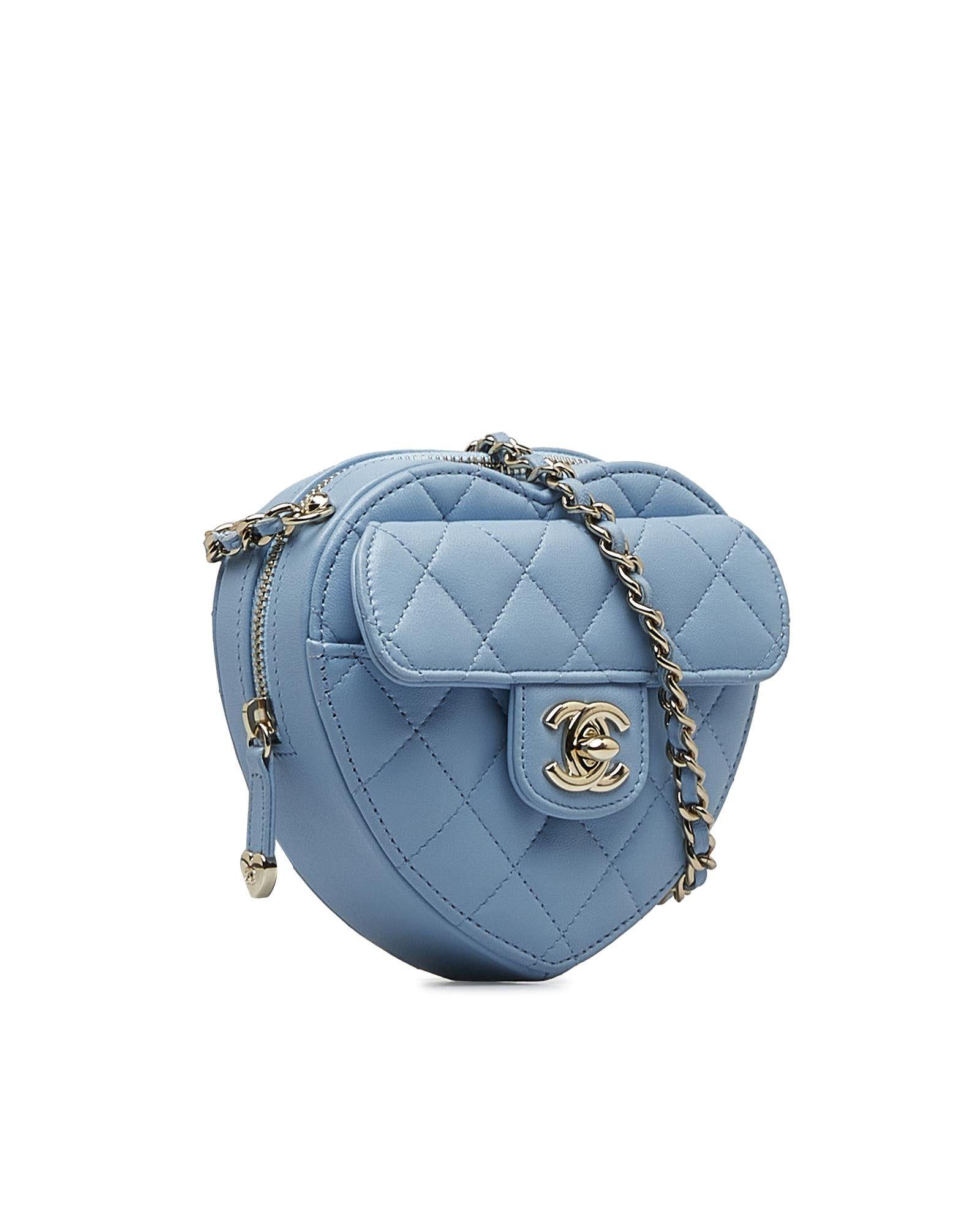 Chanel Quilted Lambskin Crossbody With Chain Strap in Blue