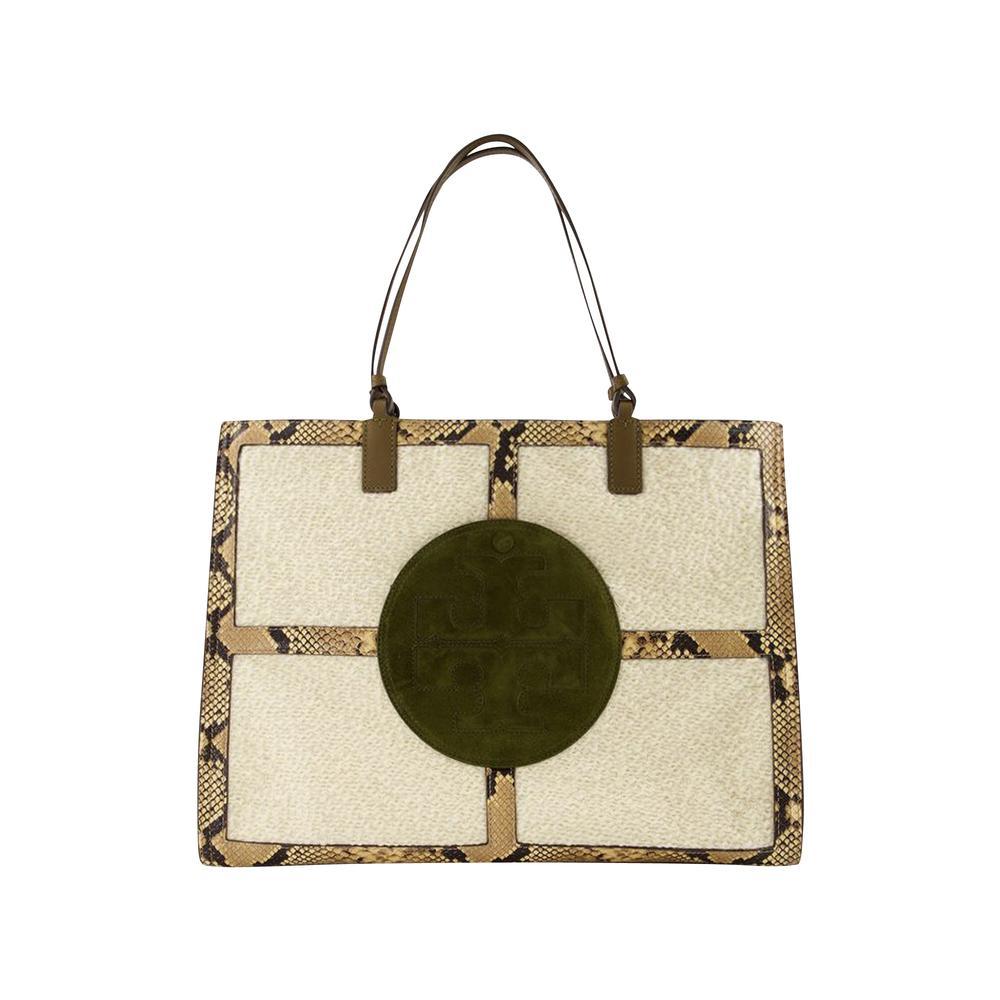 Tory Burch Ella Exotic Quadrant Tote in Natural Lyst