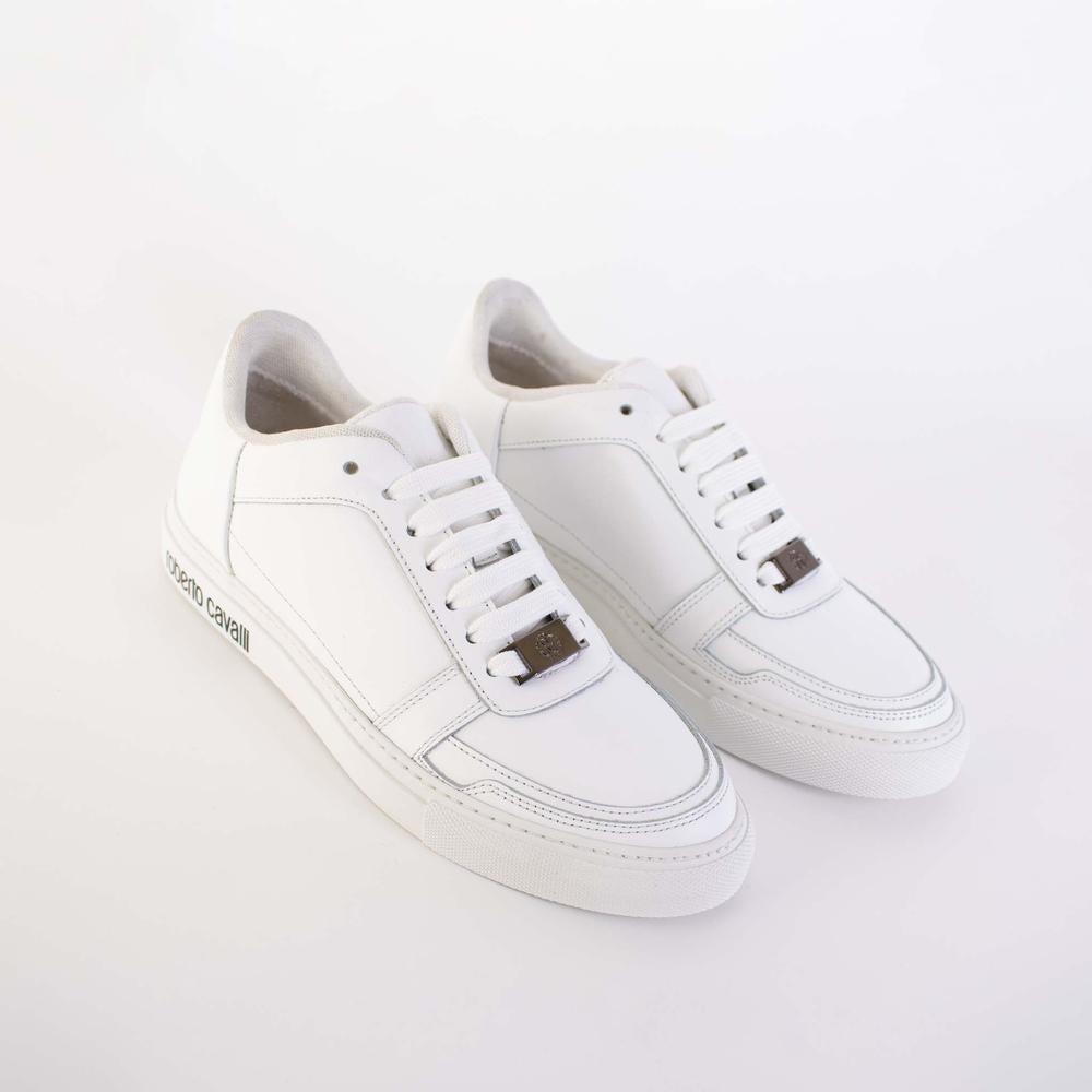 Roberto Cavalli Classic Logo Embossed Sneakers in White | Lyst