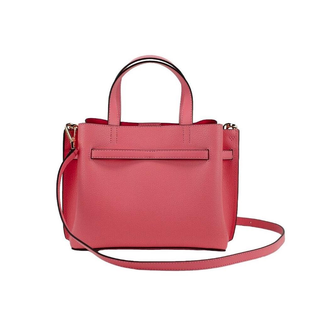 Michael Kors Mirella Small Hot Pink Leather Top Zip Shopper Tote Crossbody Bag