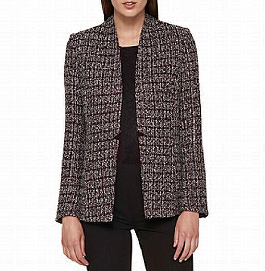 Tommy Hilfiger Blazer Size 8 Office Open-front Tweed in Purple | Lyst