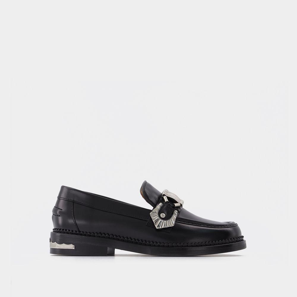 Toga Loafers In Leather in Black | Lyst