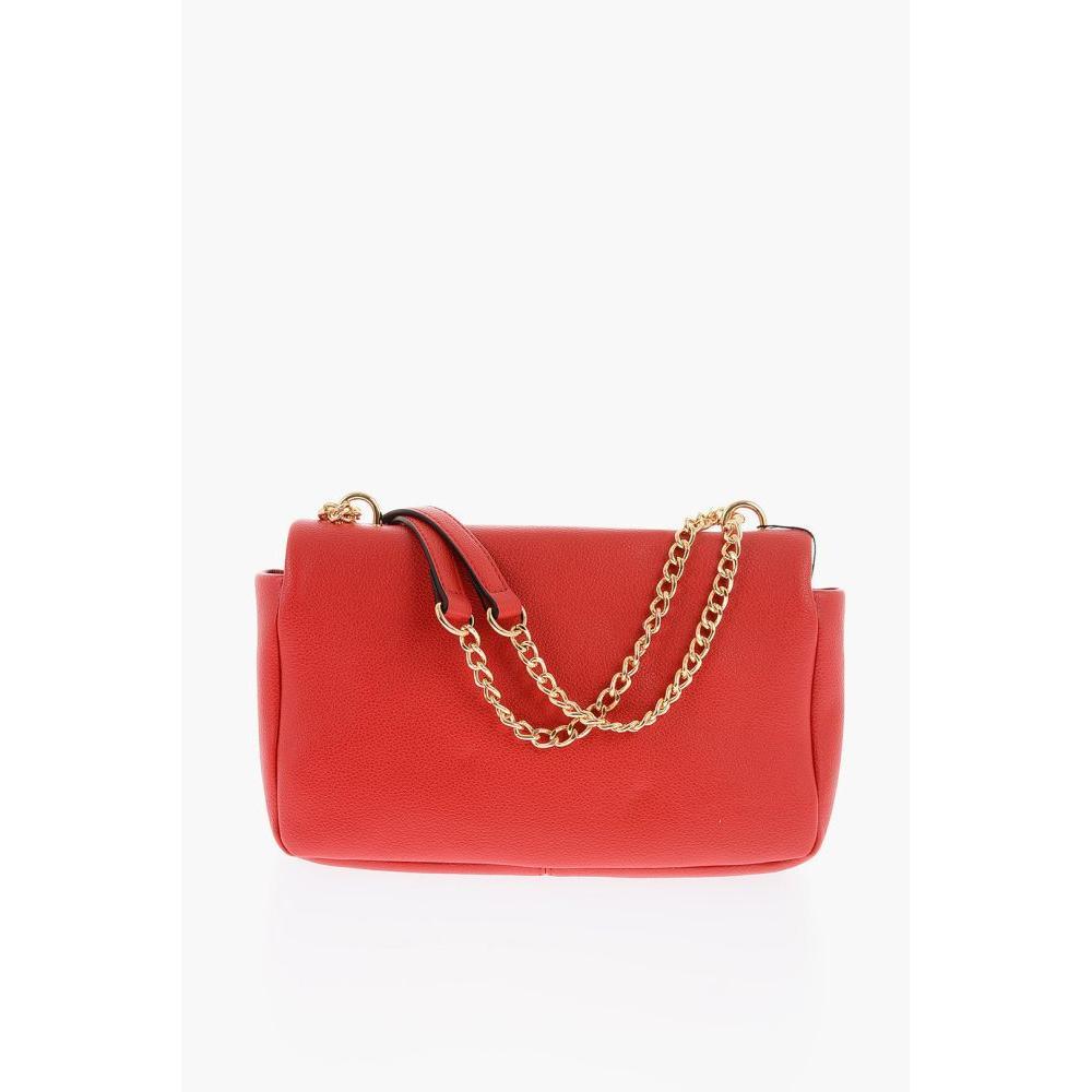 Moschino Love Textu Faux Leather Shoulder Bag With Golden Logo in Red ...