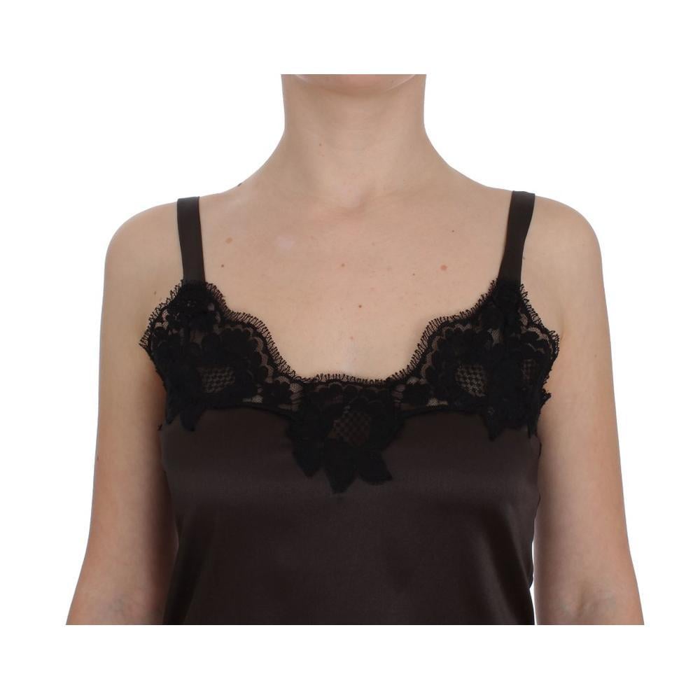 Baars Oppervlakte Sanders Dolce & Gabbana Brown Silk Stretch Lace Lingerie Top in Black | Lyst