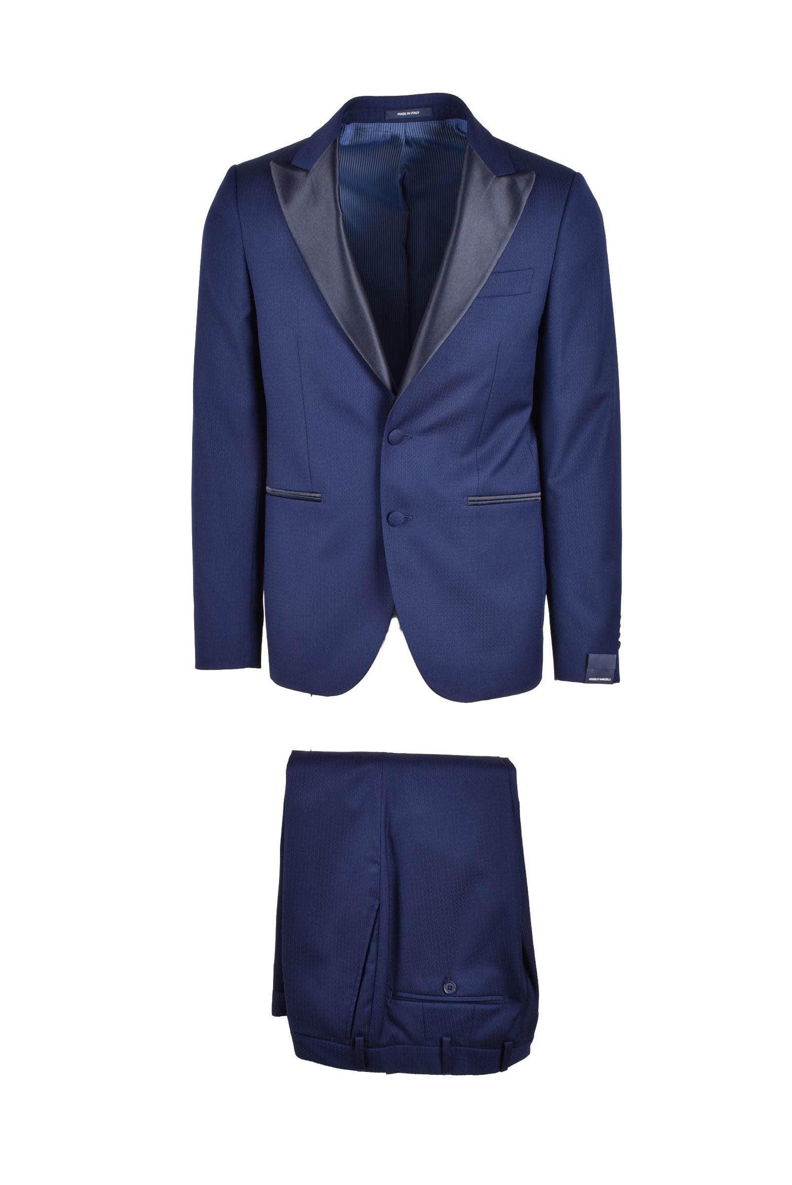 for Men Angelo Nardelli Wool Suit in Dark Blue Mens Clothing Suits Two-piece suits Blue 