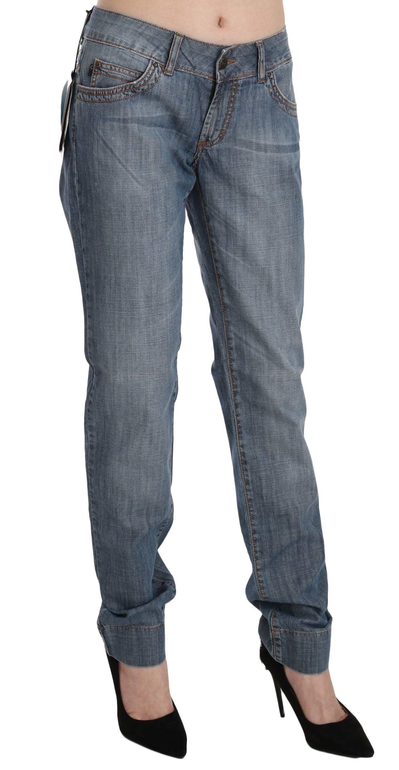 Roberto Cavalli Just Cavalli Washed Cotton Low Waist Slim Fit Denim Pants  in Blue | Lyst