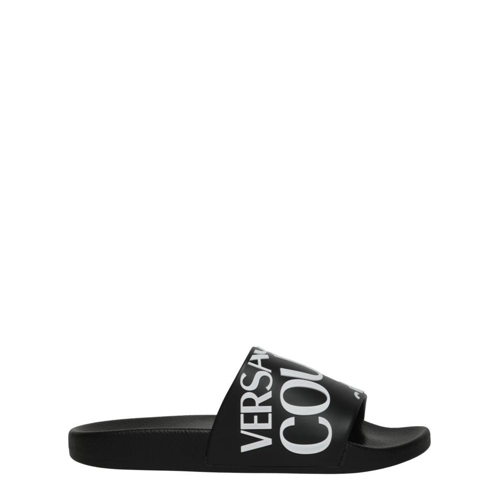 Versace Jeans Couture Logo Rubber Slides in Black | Lyst