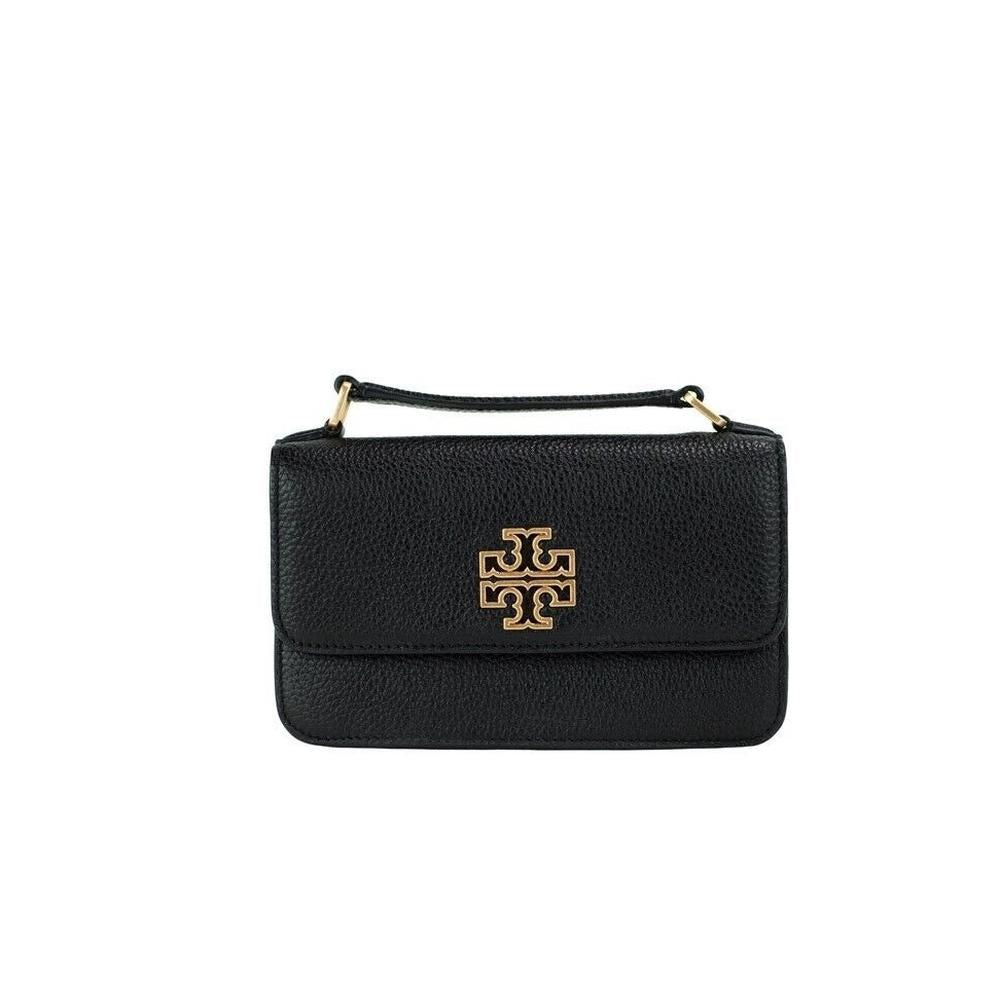 Tory Burch Britten Mini Black Pebble Leather Top Handle Crossbody Bag Lyst