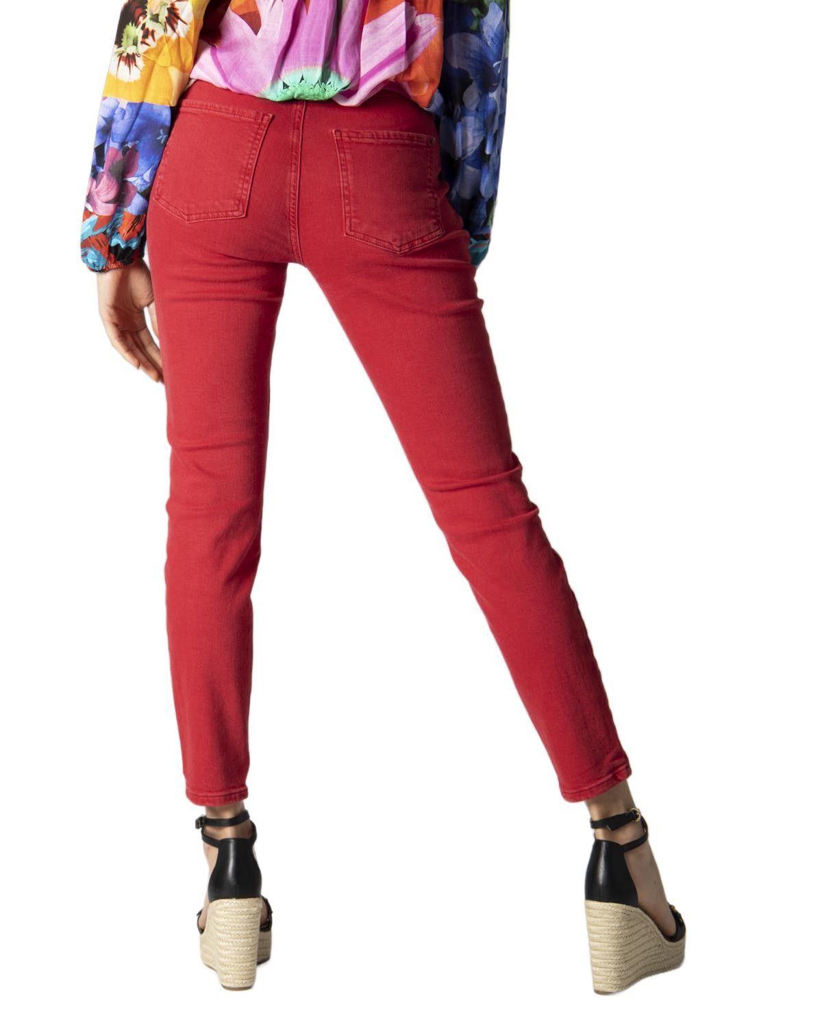 Desigual Red Plain Zip And Button Jeans | Lyst