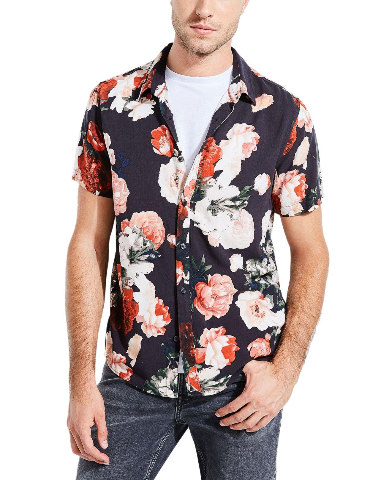 Guess Shirt Size 2xl Floral Print Short 