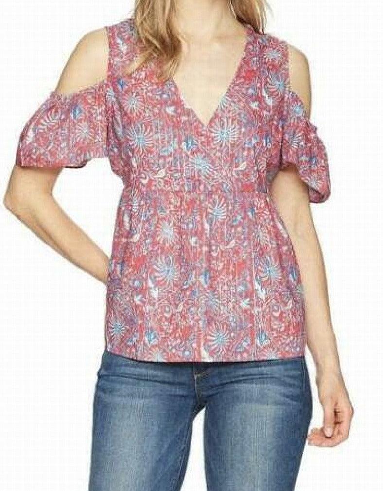 Cotton Blouse Size Small S Floral Print 