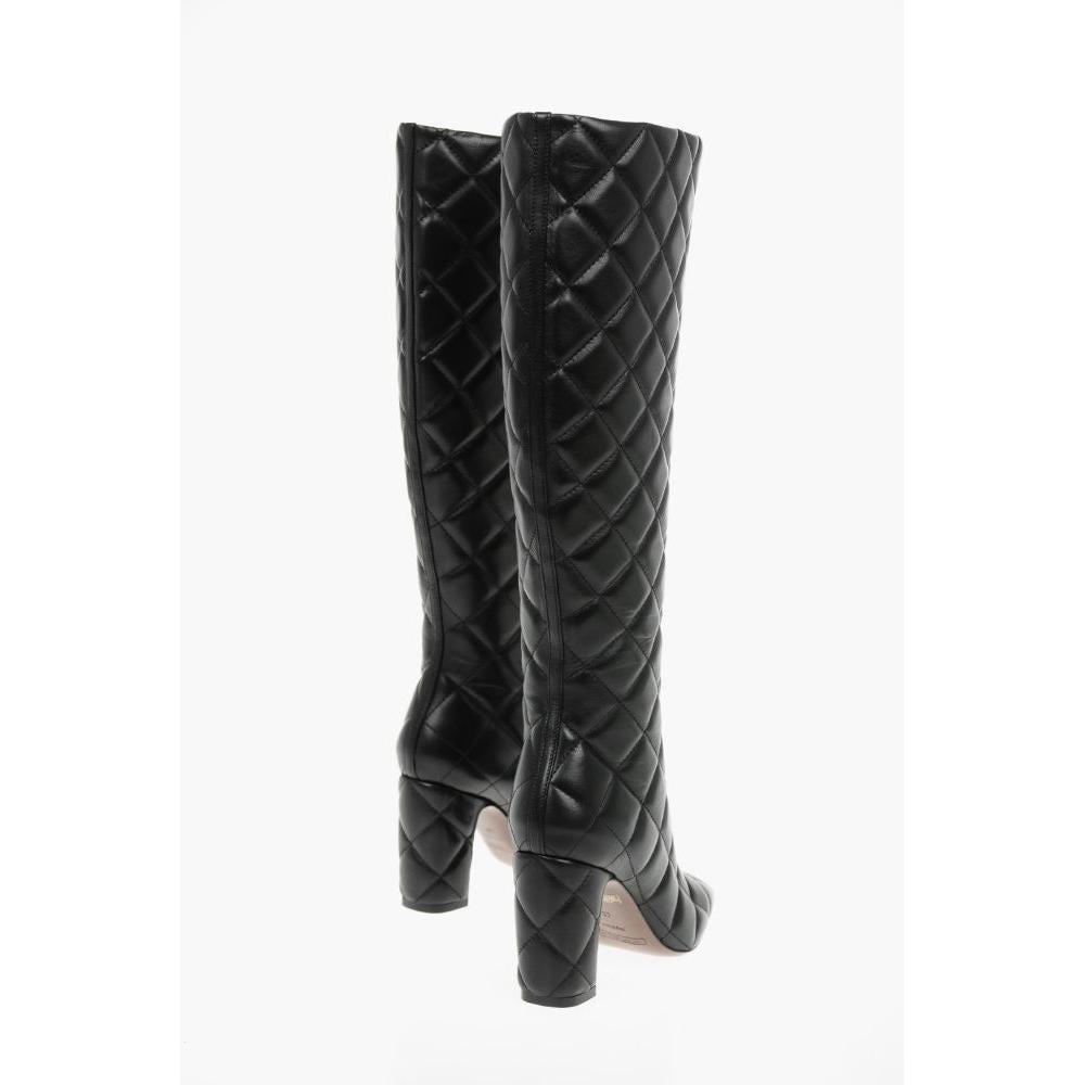 L'Autre Chose Quilted Soft Leather Knee-high Boots With Contrasting Front -  36,5 in Black | Lyst