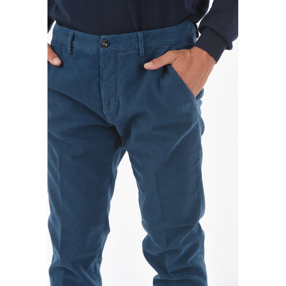 Cruna Pin Check Marais.l. Stretch Cotton Pants - 46 in Blue for Men | Lyst