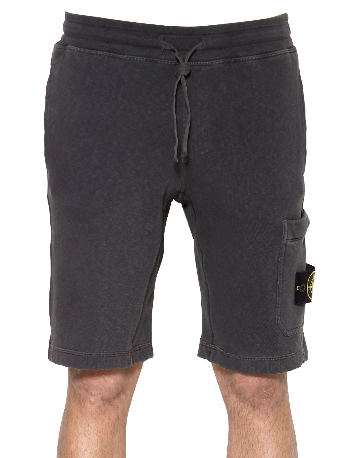 Stone island Cotton Fleece Shorts in Gray for Men | Lyst