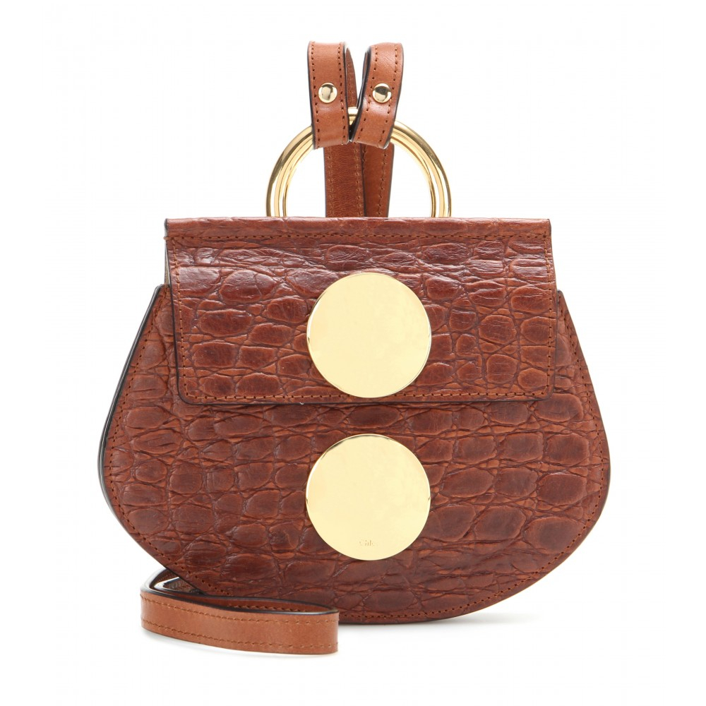 Chlo Faye Mini Leather Shoulder Bag in Gold | Lyst