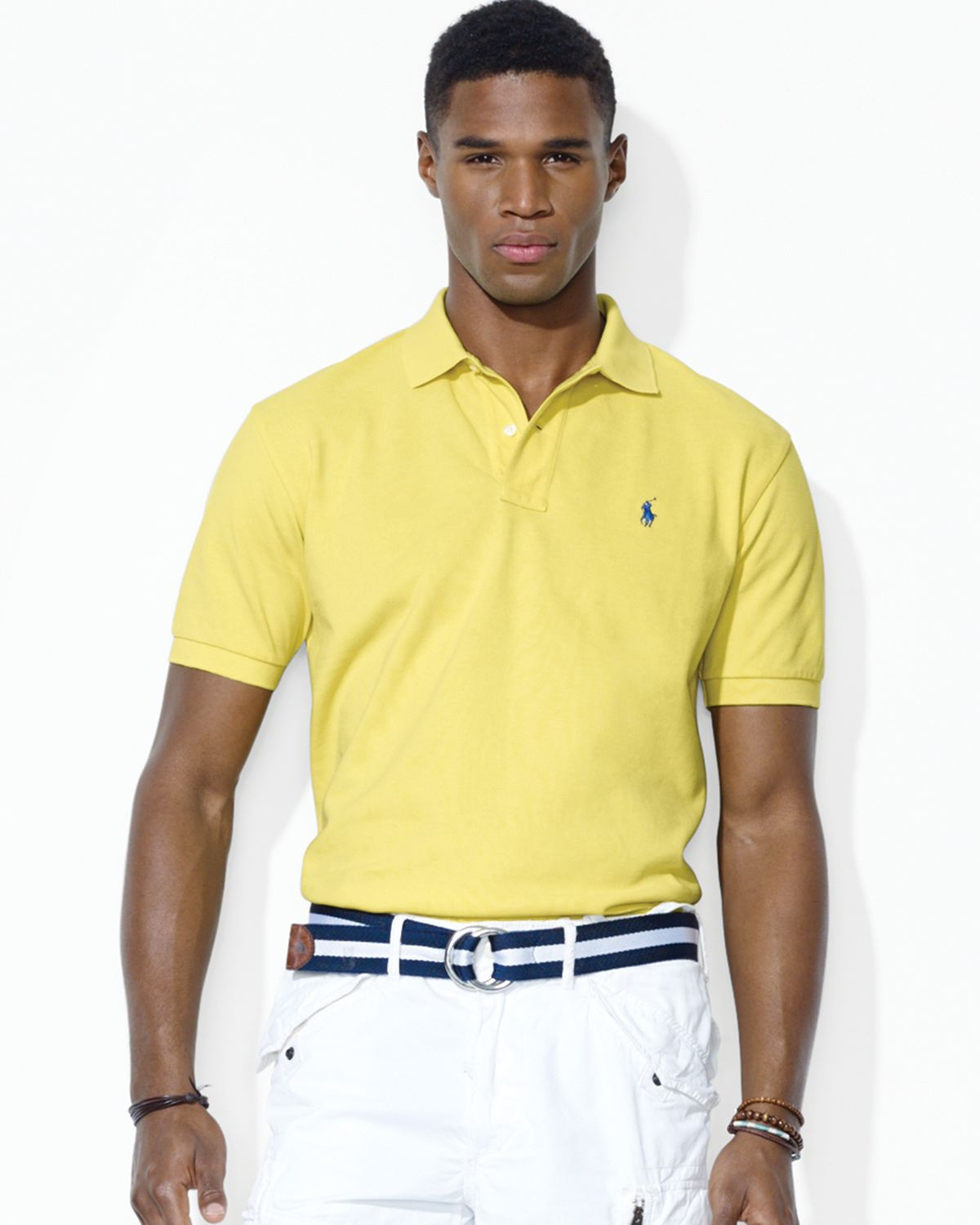 Ralph Lauren Polo Classic Fit Mesh Polo Shirt in Yellow for Men - Lyst