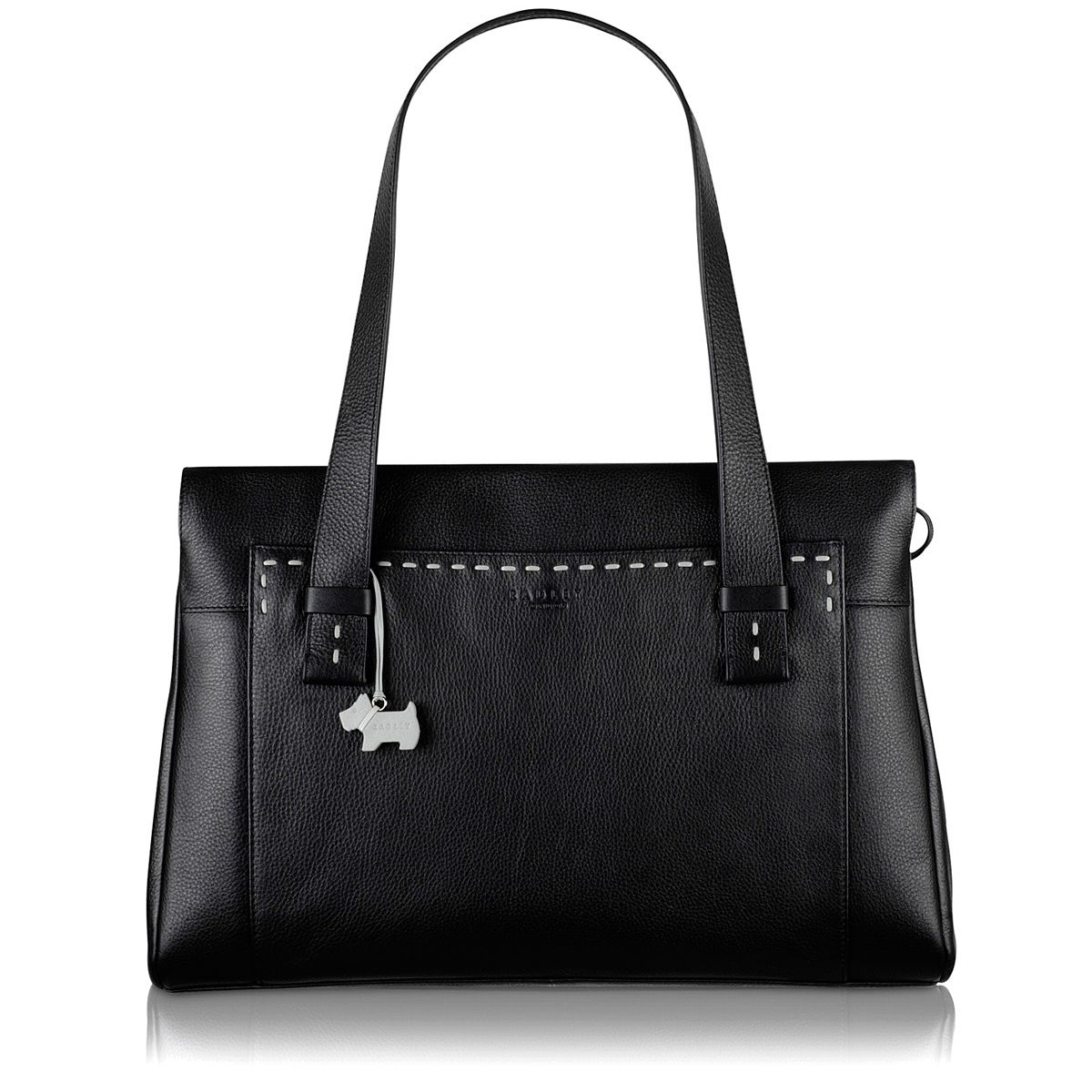 Radley Villiers Med Black Leather Ztop Tote Handbag in Black | Lyst